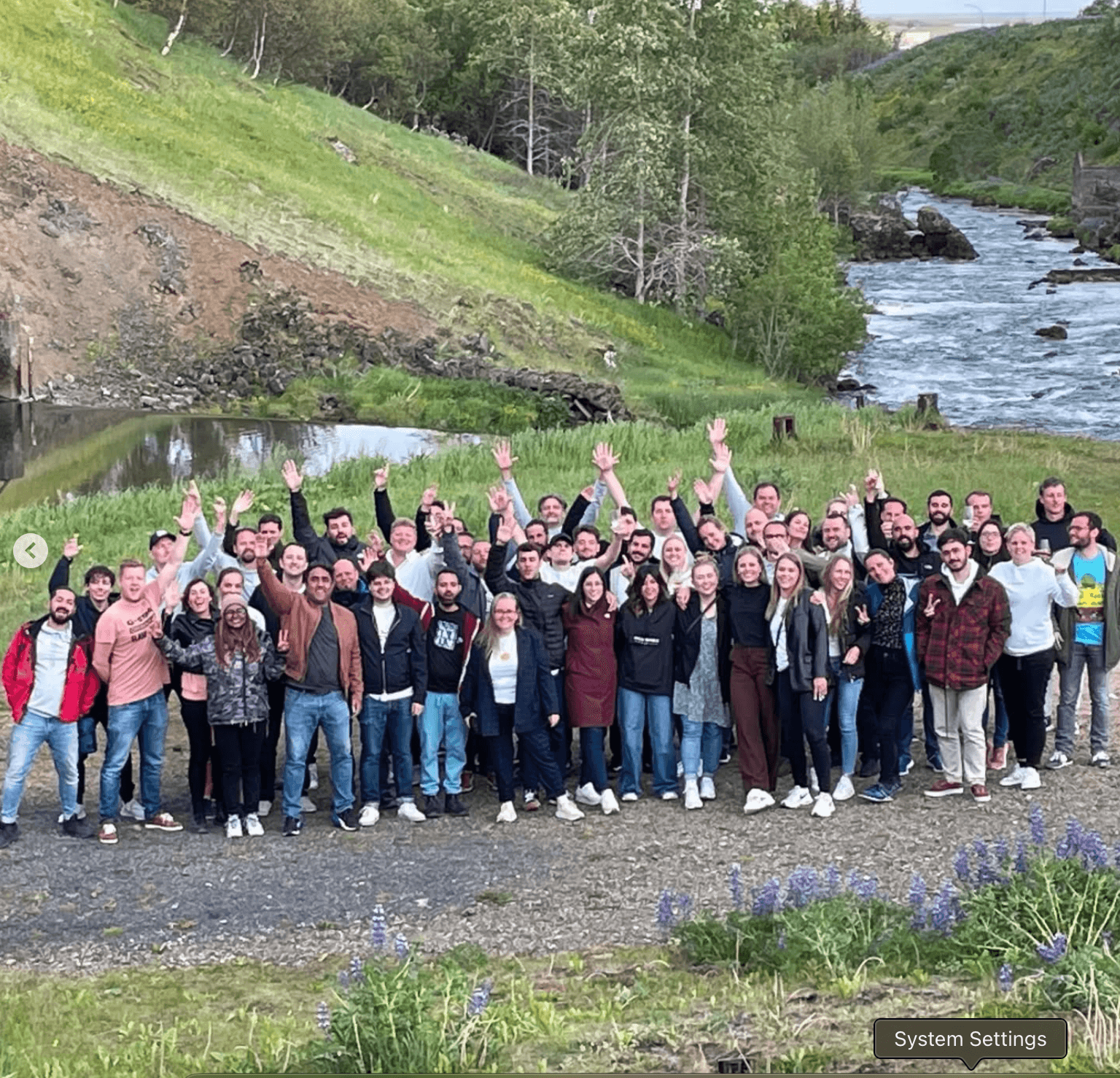 The team in the ofsite in Iceland